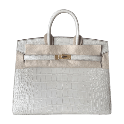 Herm&egrave;s Birkin 25 cm Sellier Mississippiensis Alligator Matte Gris B&eacute;ton Gold Hardware