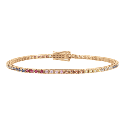 Helena Joy Tennis Rainbow Bracelet Yellow Gold Sapphire
