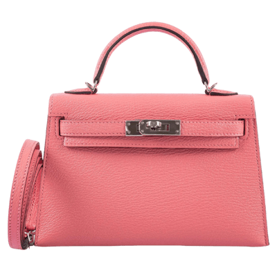 Herm&egrave;s Kelly 20 cm Ch&egrave;vre  Sellier Rose D'&eacute;t&eacute; Palladium Hardware