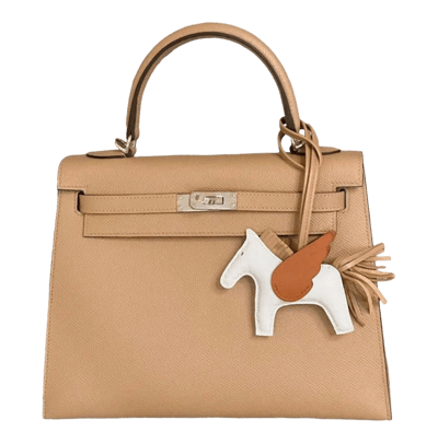 Herm&egrave;s Kelly 25 cm Epsom Sellier Biscuit Palladium Hardware