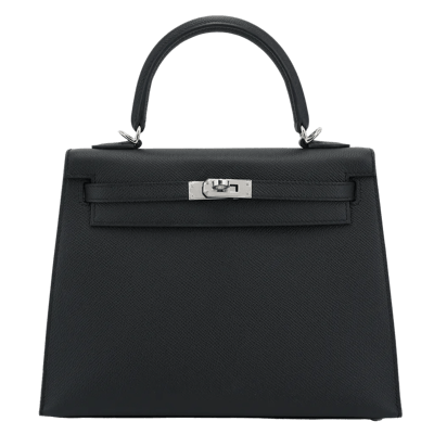 Herm&egrave;s Kelly 25 cm Epsom Sellier Noir Palladium Hardware