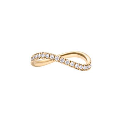 Helena Joy Iris Wave Half Diamond Turn Yellow Gold Ring