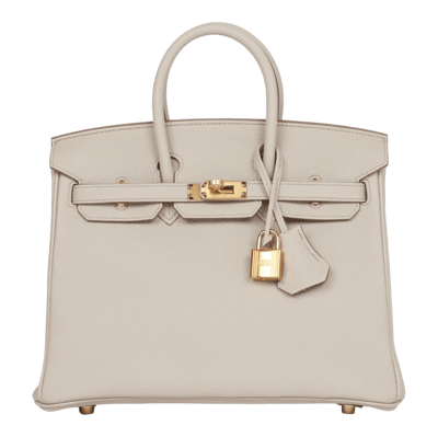 Herm&egrave;s Birkin 25 cm Togo Gris B&eacute;ton Gold Hardware
