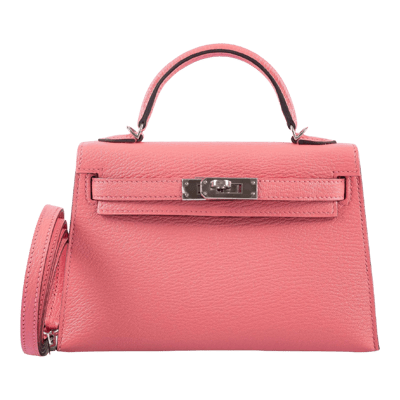 Herm&egrave;s Kelly 20 cm Sellier Ch&egrave;vre Mysore Rose d'&eacute;t&eacute; Palladium Hardware
