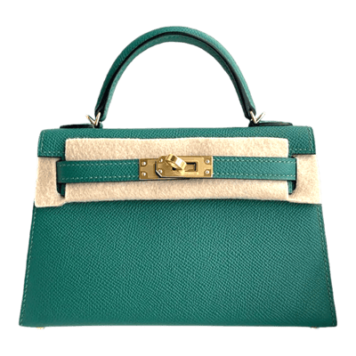 Herm&egrave;s Kelly 20 cm Epsom Sellier Vert Vertigo Gold Hardware
