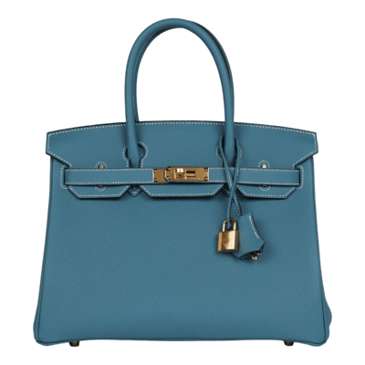 Herm&egrave;s Birkin 30 cm Togo Bleu Jean Gold Hardware