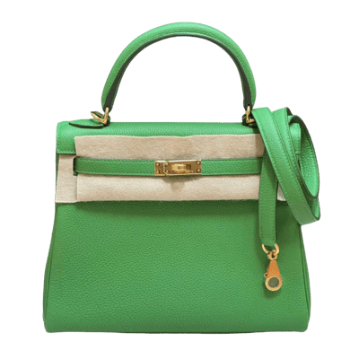 Herm&egrave;s Kelly 25 cm Togo Vert Yucca Gold Hardware