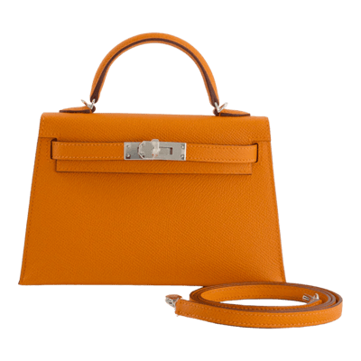 Herm&egrave;s Kelly 20 cm Epsom Sellier Orange Hermes Gold Hardware