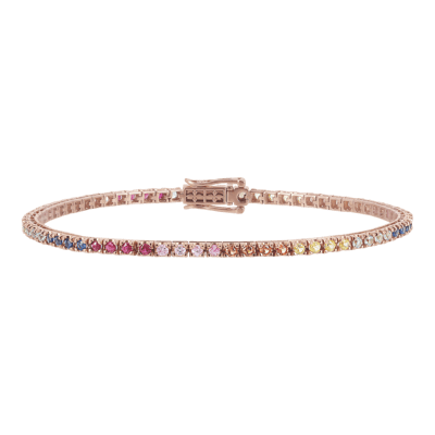 Helena Joy Tennis Rainbow Bracelet Rose Gold Sapphires