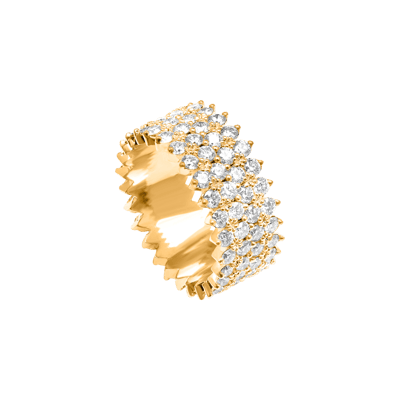 Helena Joy Amanda Empire Twice Ring Yellow Gold Full Diamond Turn