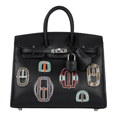 Herm&egrave;s Birkin 20 cm Sellier &ldquo;Bouclerie Moderne Casaque&rdquo; Ch&egrave;vre Chamkila Noir Palladium Hardware