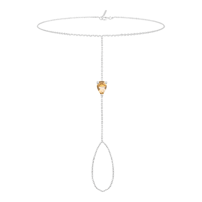 Helena Joy Just Joy Hand Chain White Gold Pear-Cut Citrine