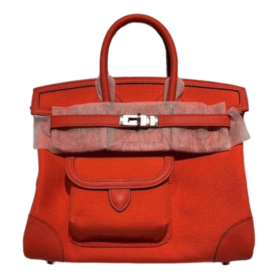Herm&egrave;s Birkin 25 cm Cargo Swift / Toile Goeland Orange Field Palladium Hardware