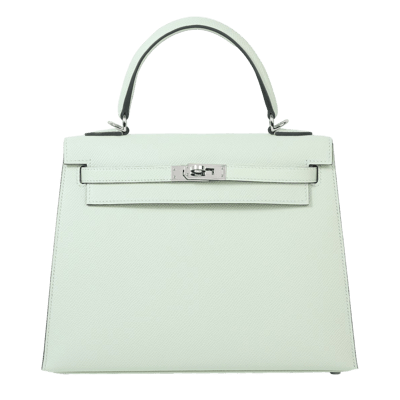 Herm&egrave;s Kelly 25 cm Epsom Sellier Vert Fizz Palladium Hardware