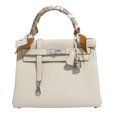 Herm&egrave;s Kelly 28 cm Togo Blanc Craie Palladium Hardware