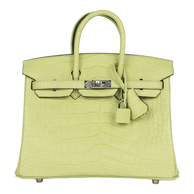 Herm&egrave;s Birkin 25 cm Mississippiensis Alligator Matte Jaune Bourgeon Palladium Hardware