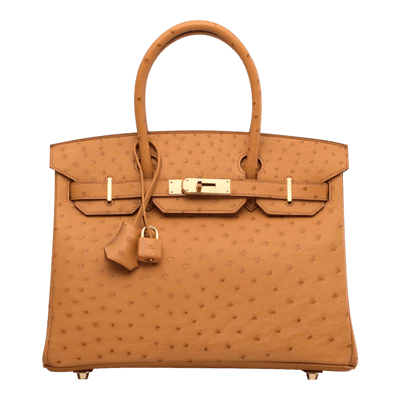 Herm&egrave;s Birkin 30 cm Autruche Jaune Safran Gold Hardware