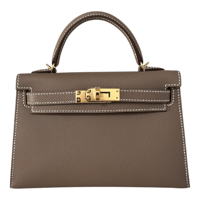 Herm&egrave;s Kelly 20 cm Epsom Etoupe Gold Hardware