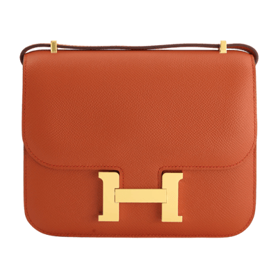 Herm&egrave;s Constance Mini 18 Epsom Orange Terre Battue Gold Hardware