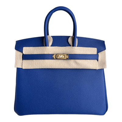 Herm&egrave;s Birkin 25 cm Togo Bleu Zellige Gold Hardware