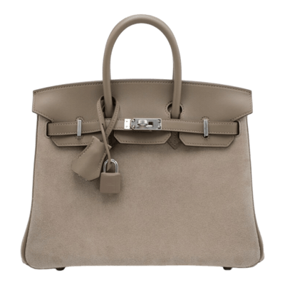 Herm&egrave;s Birkin 25 cm Grizzly Etoupe / Swift Gris Cailloux Palladium Hardware