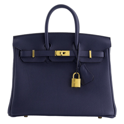 Herm&egrave;s Birkin 25 cm Togo Bleu Marine Gold Hardware