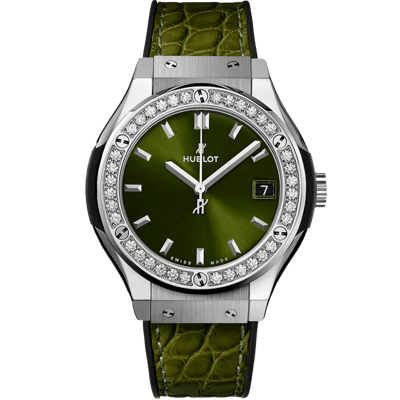 Hublot Classic Fusion Titanium Green Diamonds 33mm