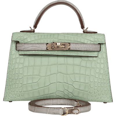 Herm&egrave;s Kelly 20 cm Horse Shoe Stamped Sellier Mississippiensis Alligator Matte Bi-Colour Gold Hardware