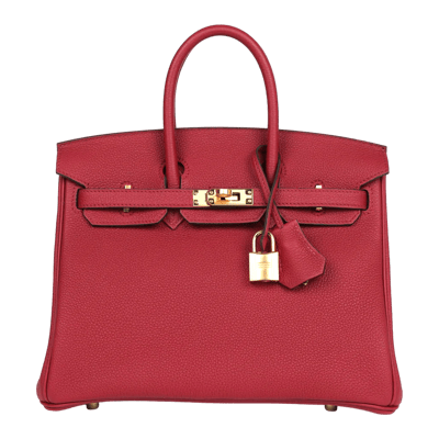 Herm&egrave;s Birkin 25 cm Togo Rouge Grenat Gold Hardware