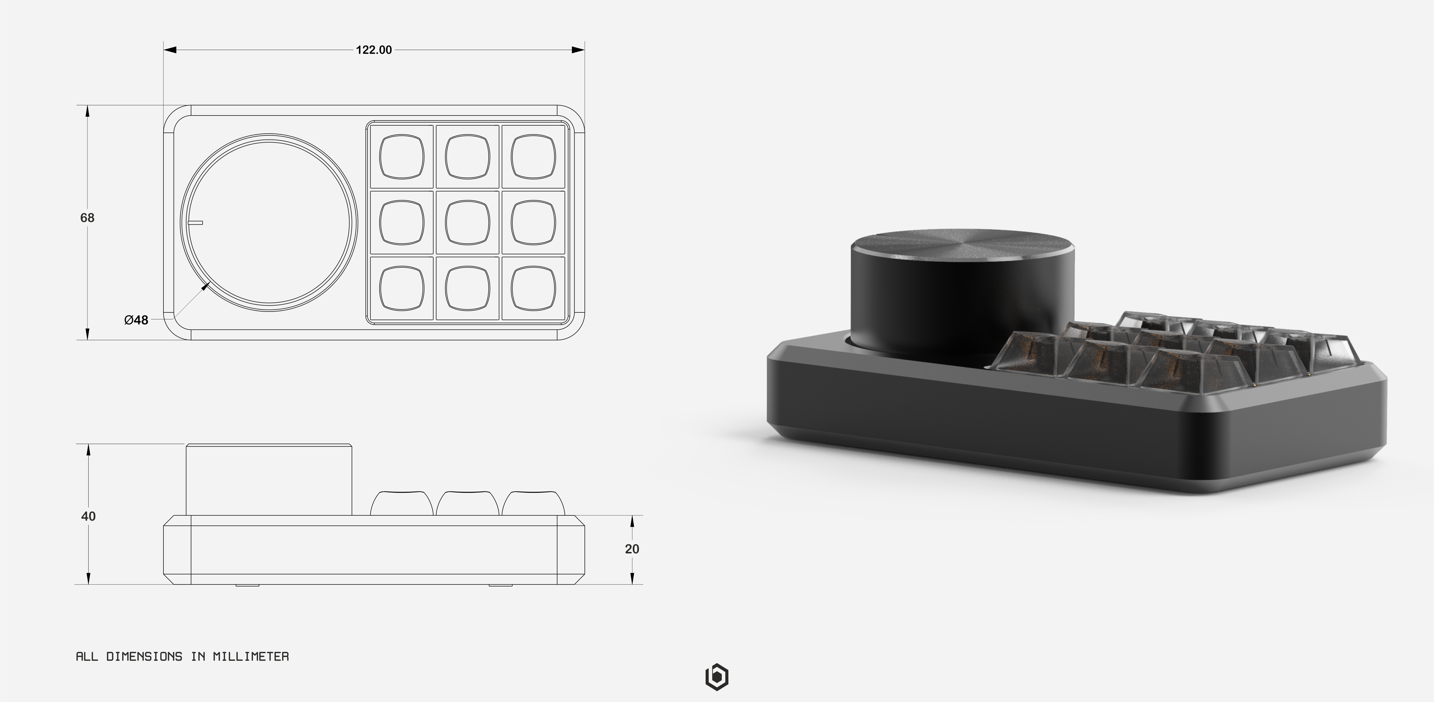 BINEPAD BNK9 | 1 Knobs and 9 Switches | MACROPAD (Shipped) image 8