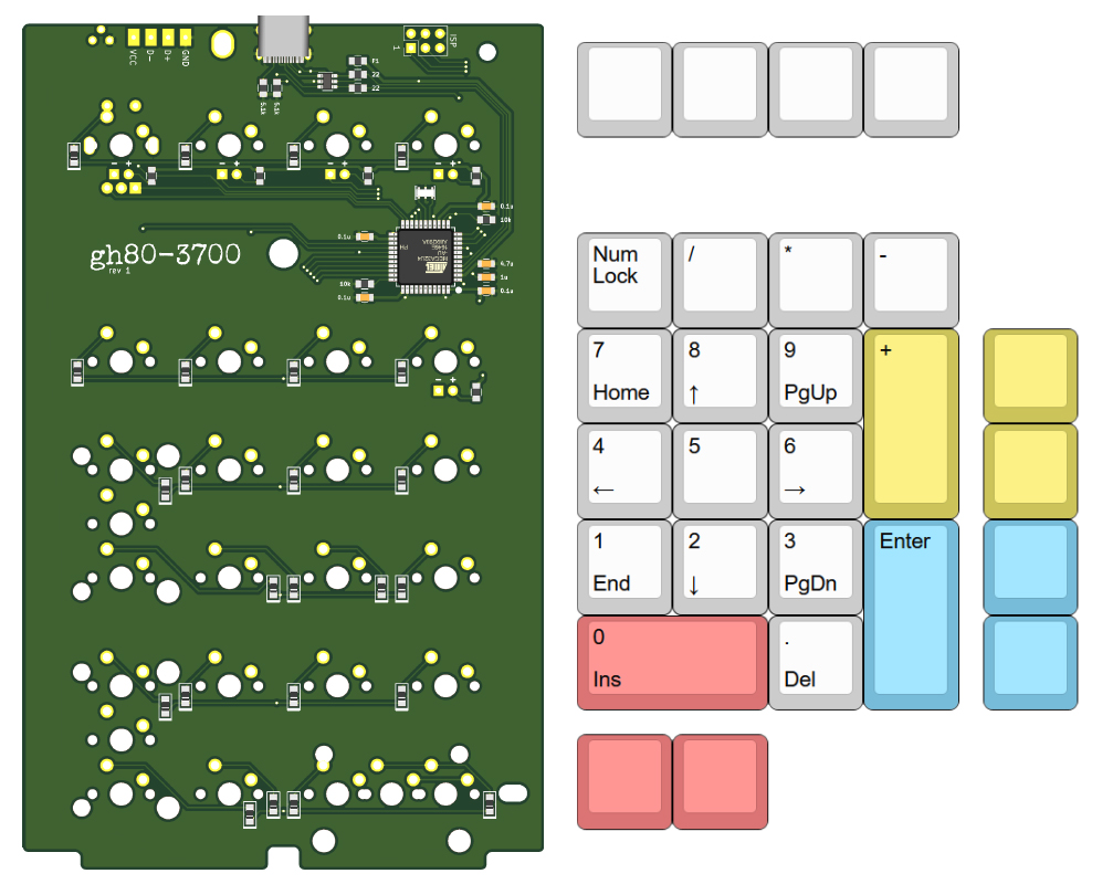 GH80-3700 cherry numpad PCB (shipping) image 2