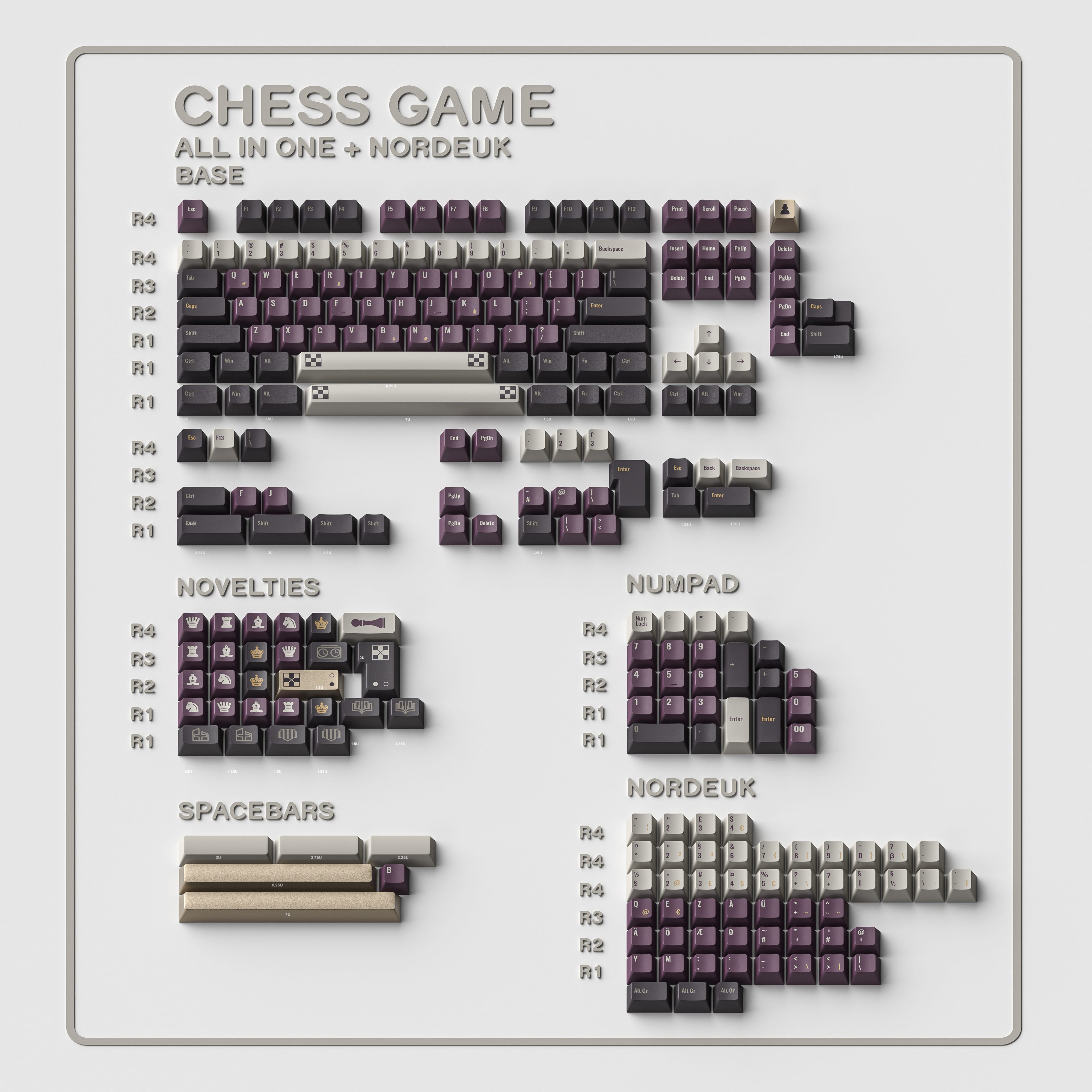 ALOHAKB ChessGame Purple Theme Gilding Crafts Key Cap image 24