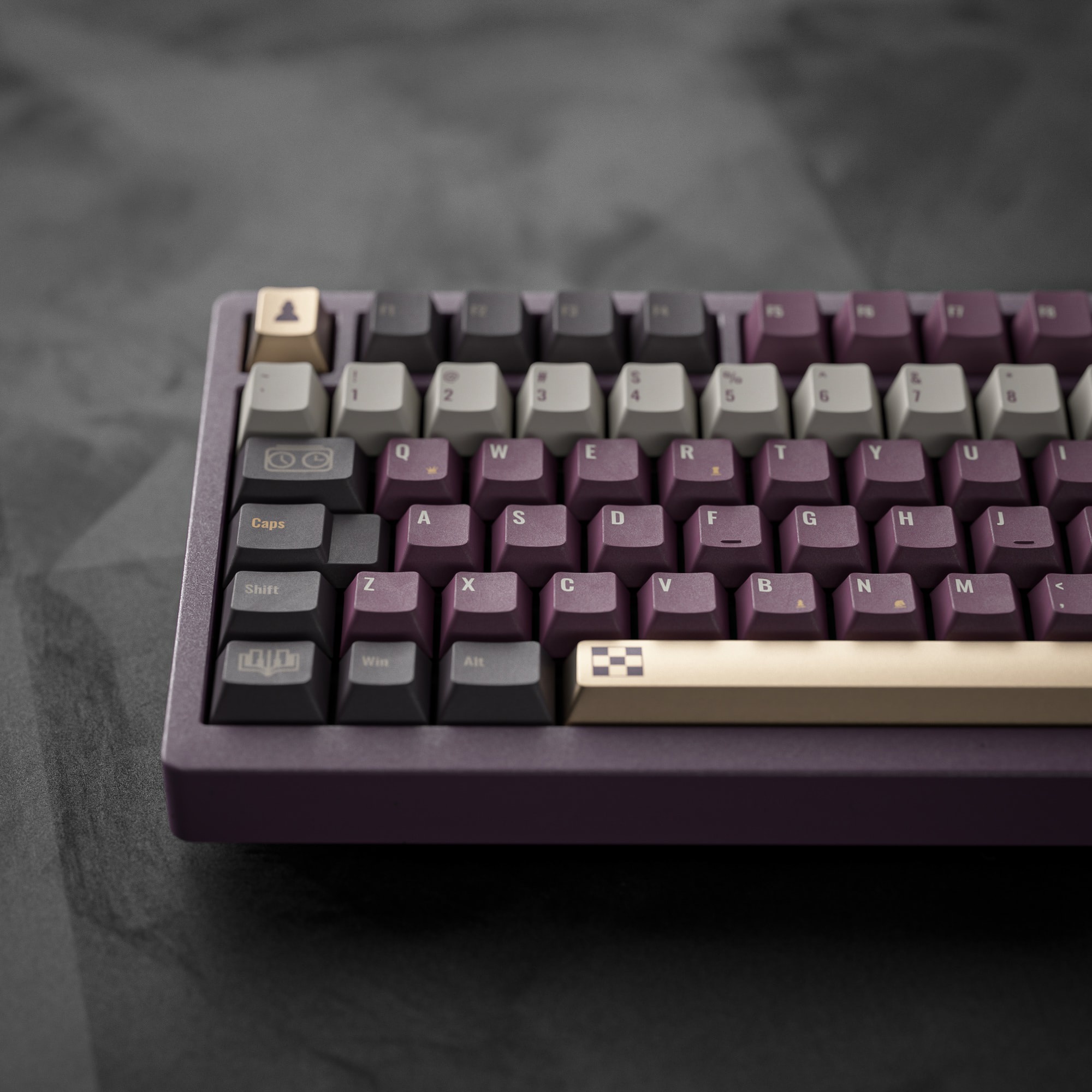 ALOHAKB ChessGame Purple Theme Gilding Crafts Key Cap image 19