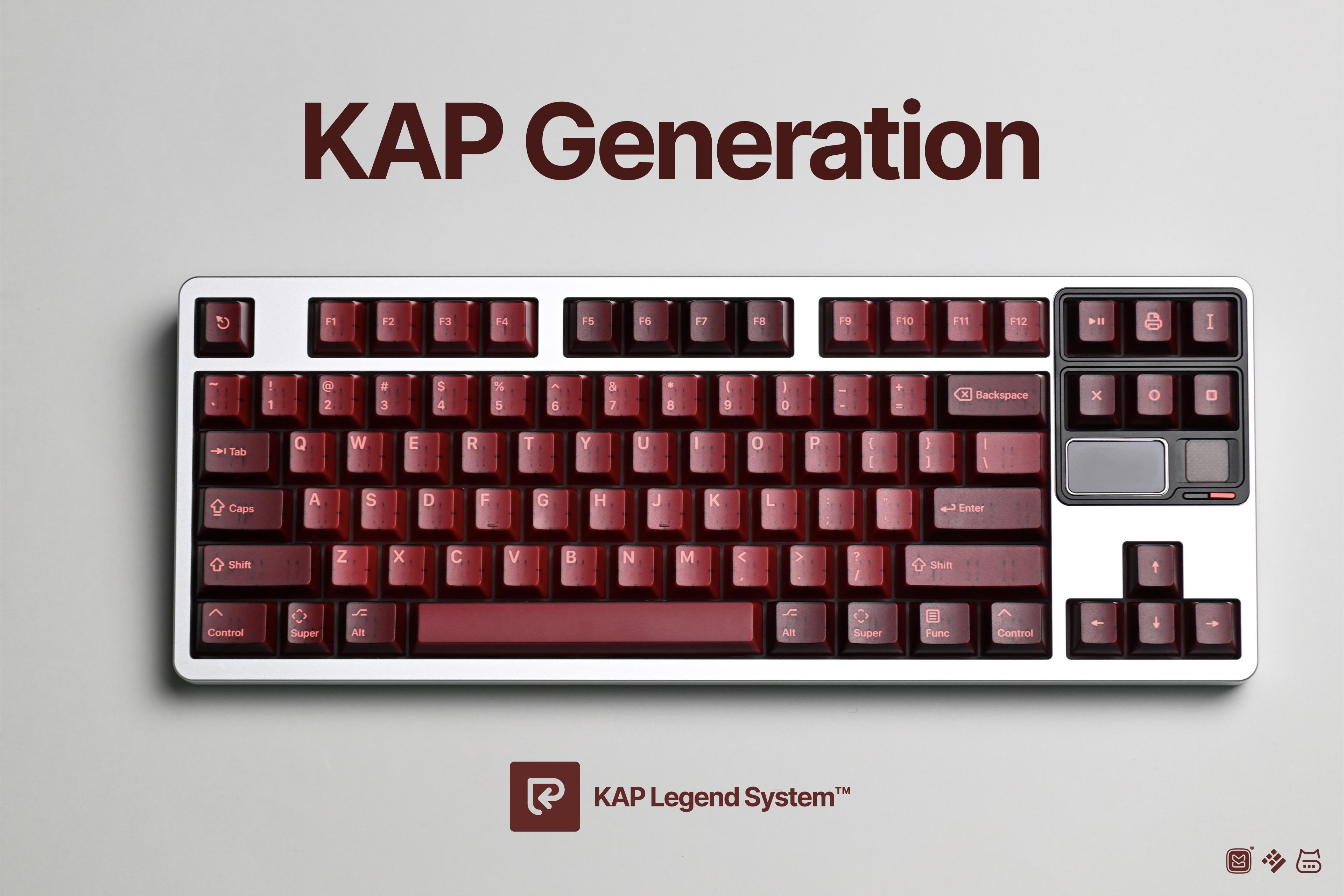 KAP Generation — a set of bright pink and translucent maroon keycaps