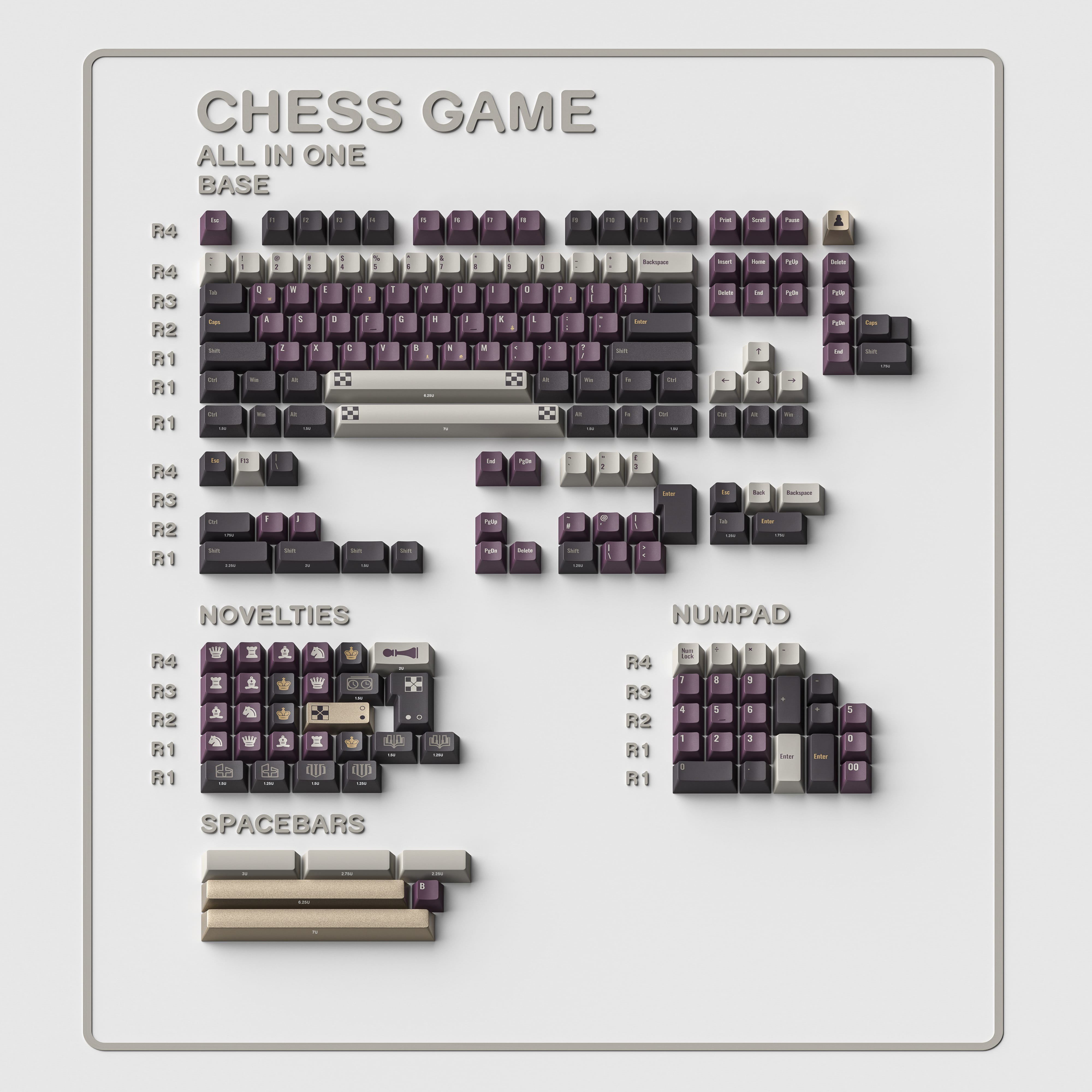 ALOHAKB ChessGame Purple Theme Gilding Crafts Key Cap