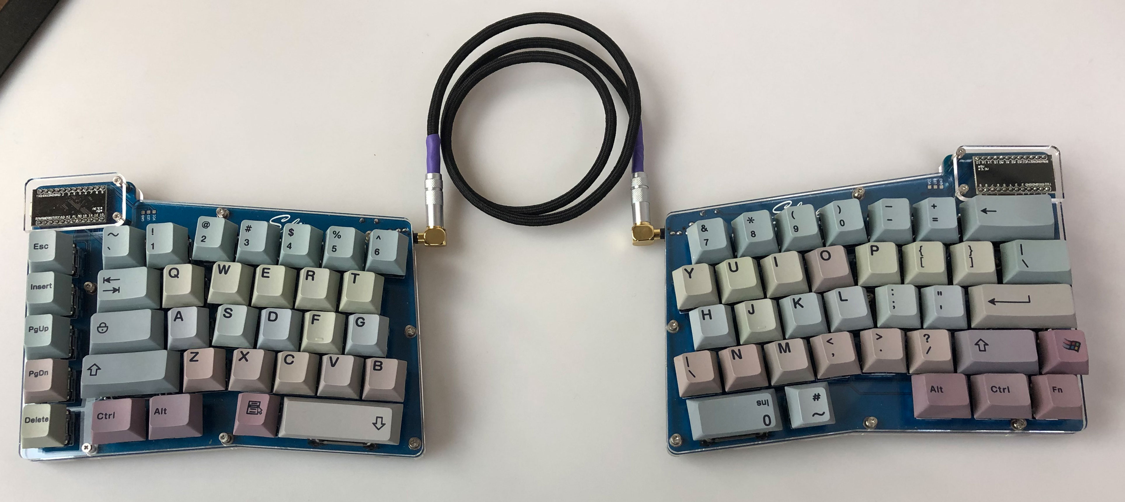 Slice and Slice RGB, Split Alice Keyboards. GB Closed