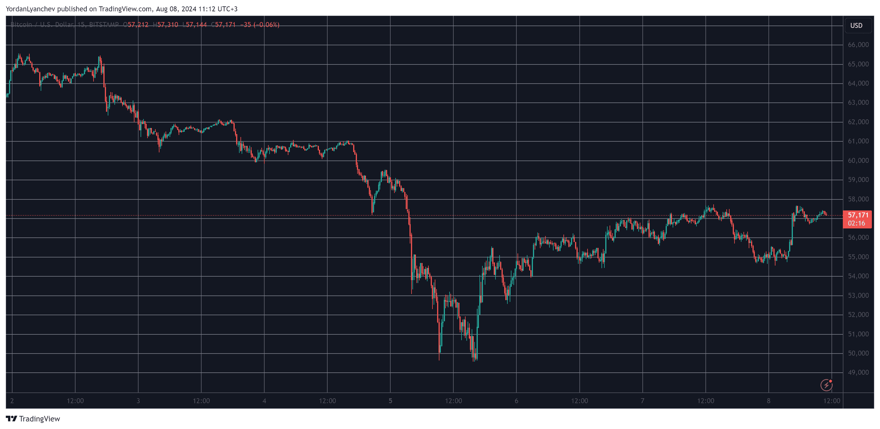 Bitcoin/Price/Chart 08.08.2024. Source: TradingView