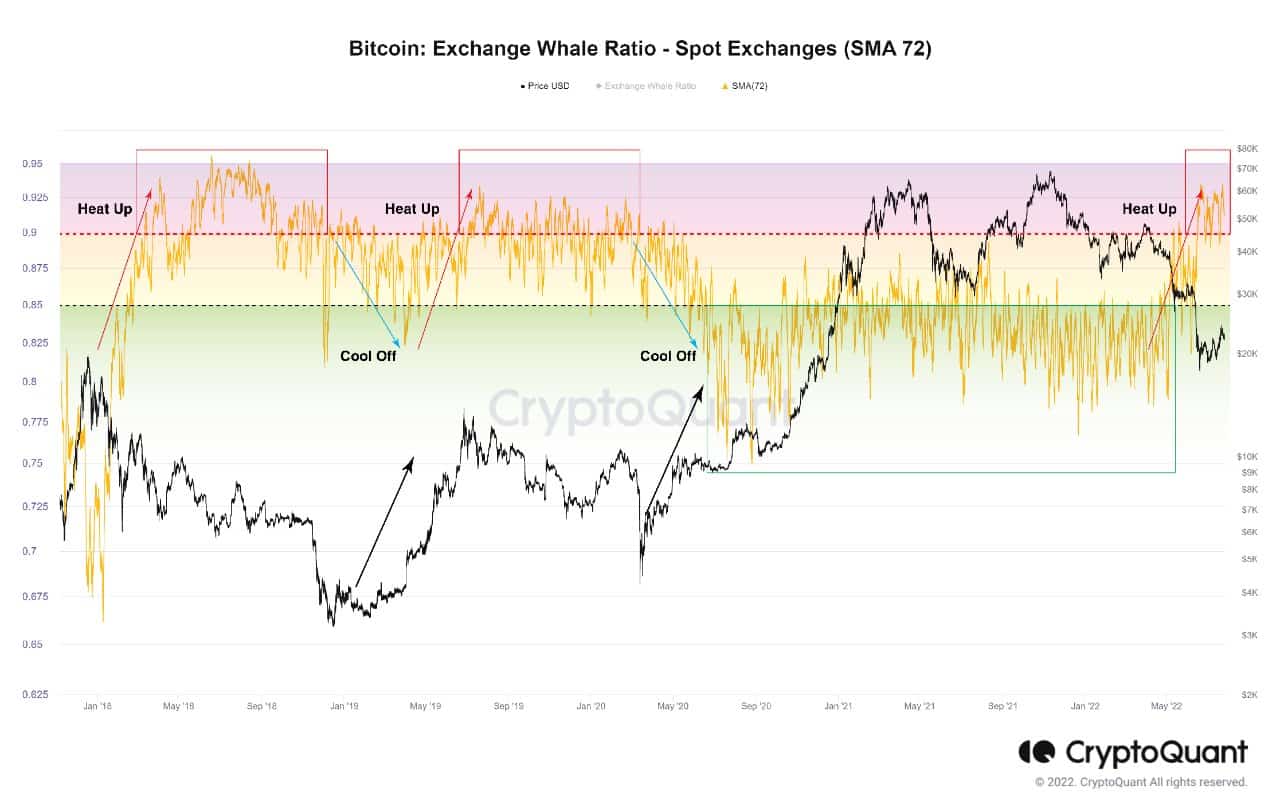 Bitcoin Whales Exchange Ratio. Source: CryptoQuant