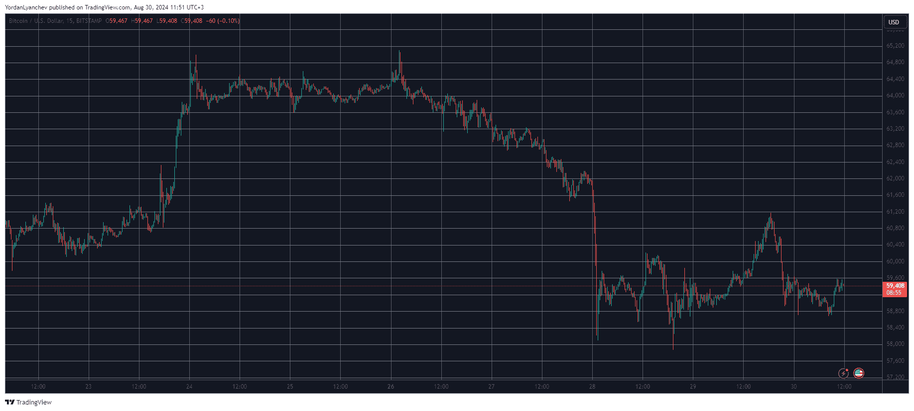 Bitcoin/Price/Chart 30.08.2024. Source: TradingView