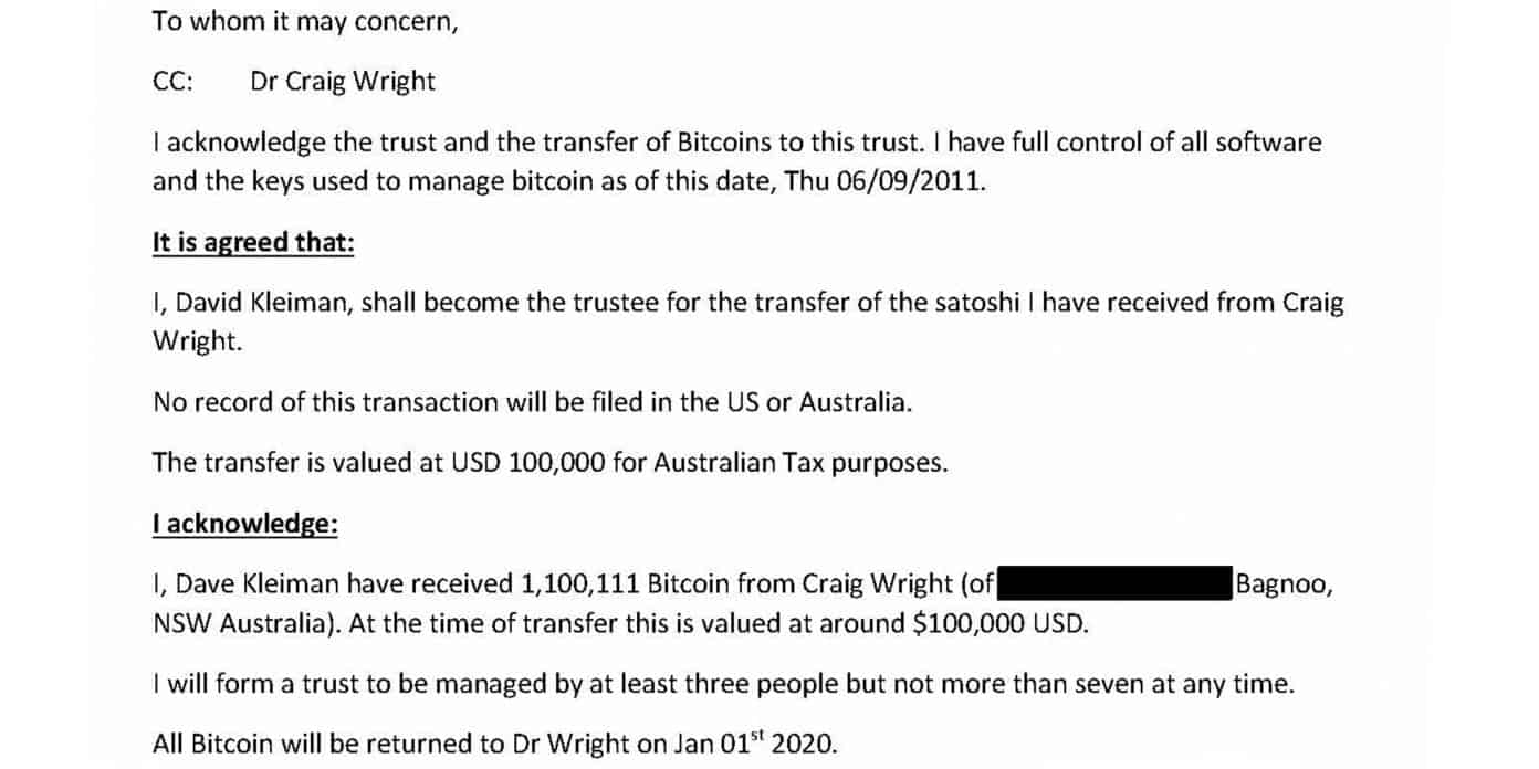 Alleged Tulip Trust Email