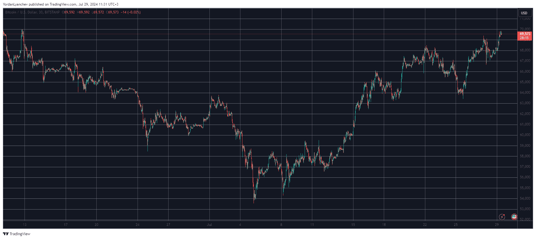 Bitcoin/Price/Chart 29.07.2024. Source: TradingView