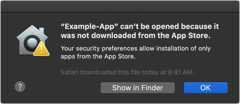 error message on Apple
