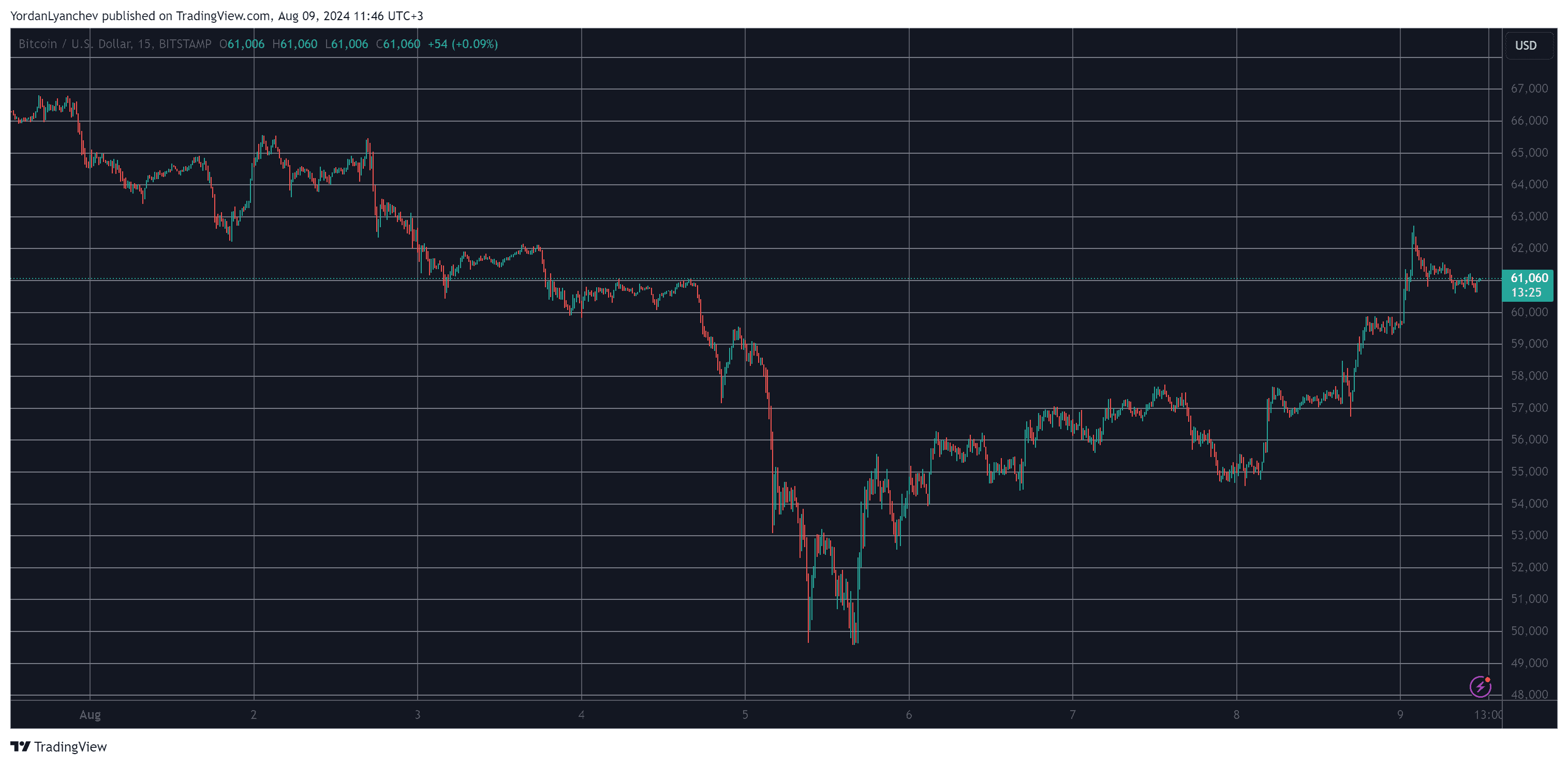 Bitcoin/Price/Chart 09.08.2024