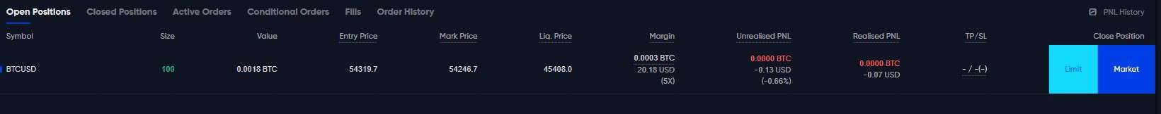 Different Positions on Phemex