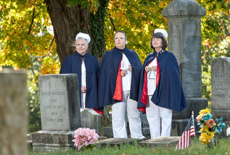 NSV Nurse Honor Guard members in ceremony attire at a graveside service