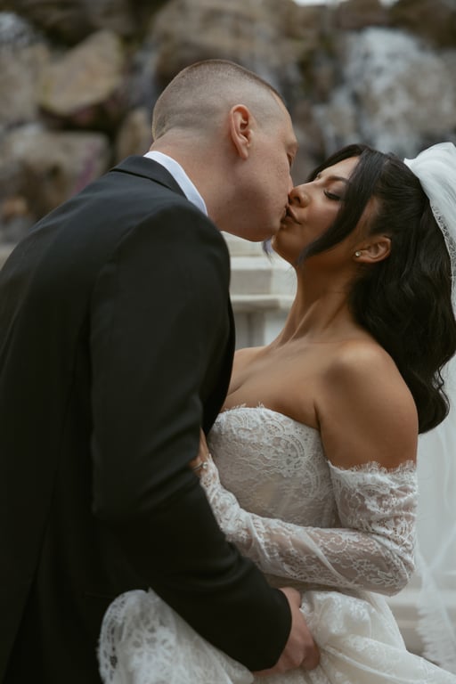 Couple kissing close-up