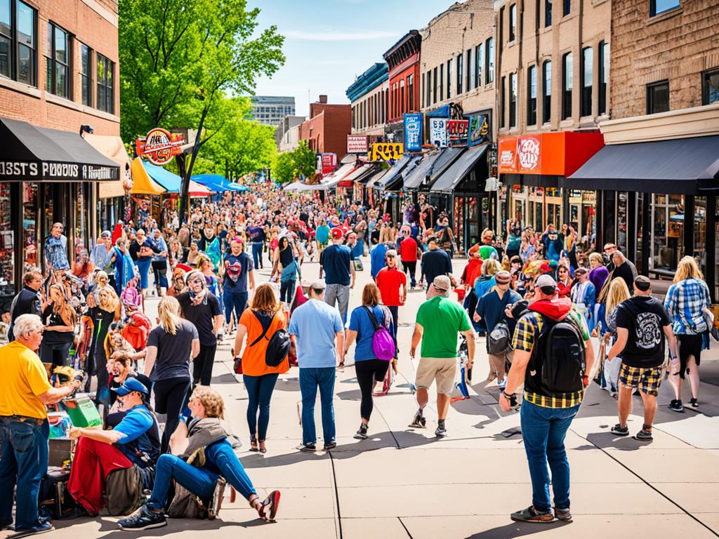Lively streets of Minneapolis neighbourhoods