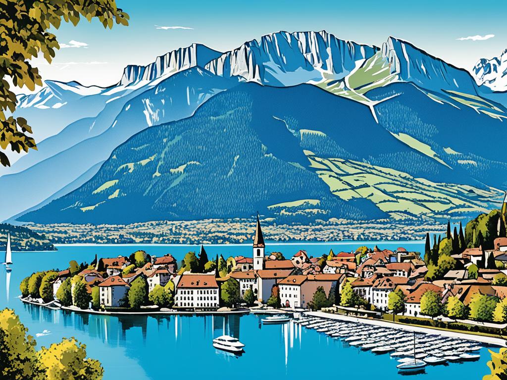 Lake Annecy surrounded by Alps - a prime real estate spot
