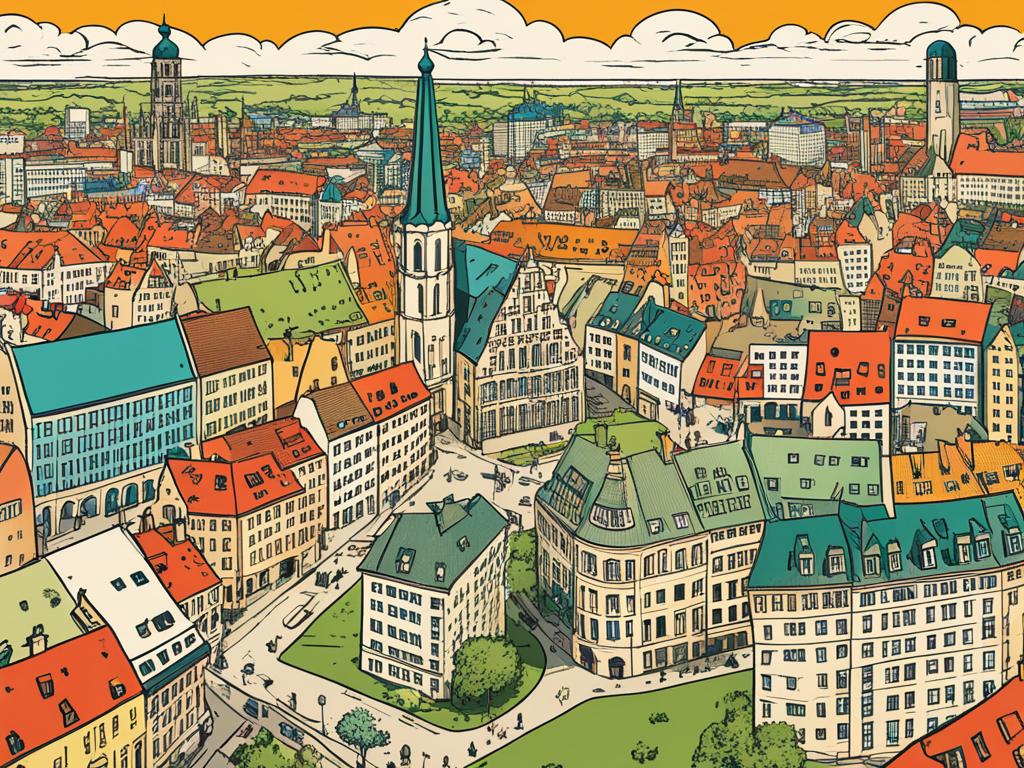 Expansive city view showcasing various neighborhoods in Leipzig