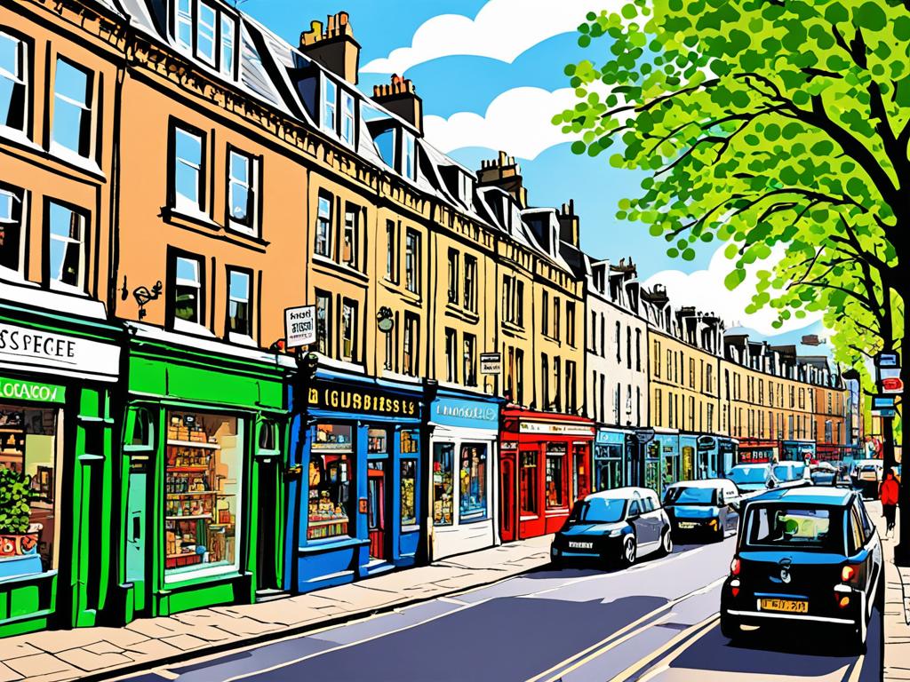 Scenic view of a popular neighborhood in Glasgow